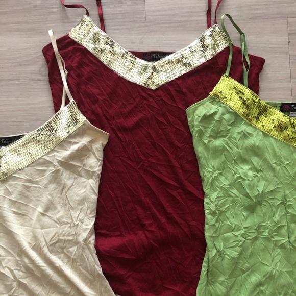 Volume One Burgundy nightclub camisole w/sequins - Picture 5 of 5